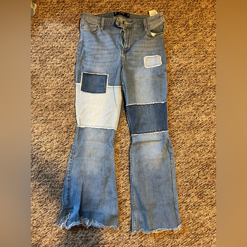Hollister High Rise Flare Patchwork jeans
